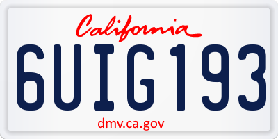 CA license plate 6UIG193