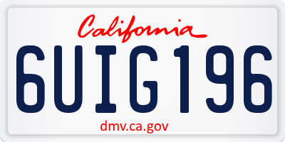 CA license plate 6UIG196