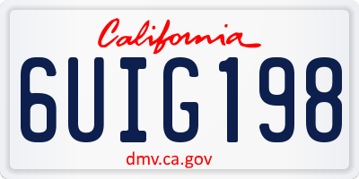 CA license plate 6UIG198
