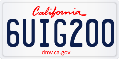 CA license plate 6UIG200