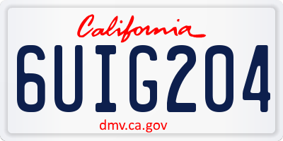 CA license plate 6UIG204