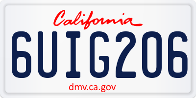CA license plate 6UIG206