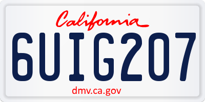 CA license plate 6UIG207
