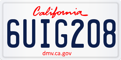 CA license plate 6UIG208