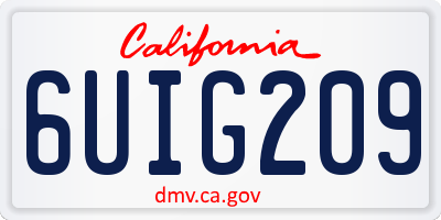 CA license plate 6UIG209