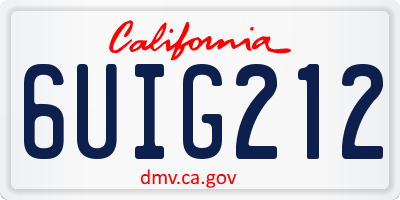 CA license plate 6UIG212