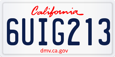 CA license plate 6UIG213