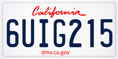 CA license plate 6UIG215