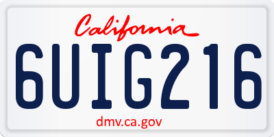 CA license plate 6UIG216