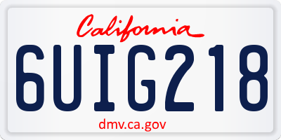 CA license plate 6UIG218