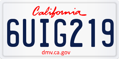 CA license plate 6UIG219