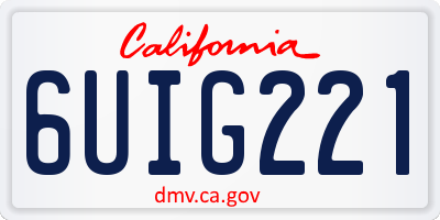 CA license plate 6UIG221