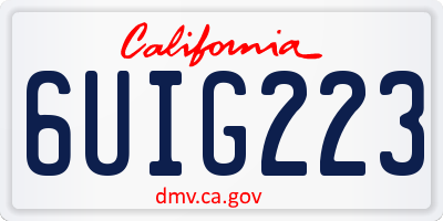 CA license plate 6UIG223