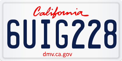 CA license plate 6UIG228