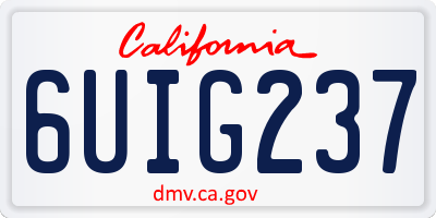 CA license plate 6UIG237