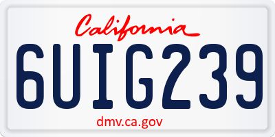 CA license plate 6UIG239