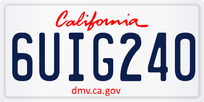 CA license plate 6UIG240