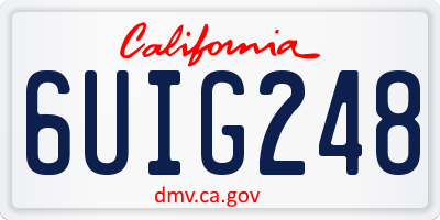 CA license plate 6UIG248