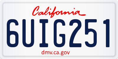 CA license plate 6UIG251