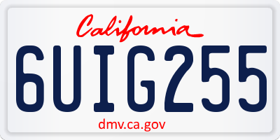 CA license plate 6UIG255