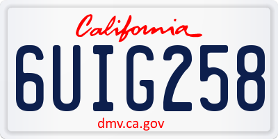 CA license plate 6UIG258