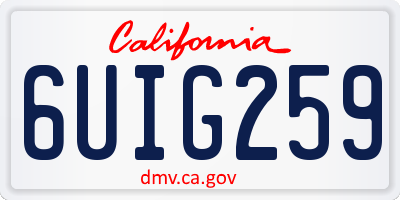 CA license plate 6UIG259