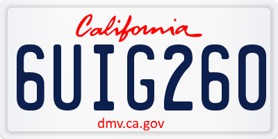 CA license plate 6UIG260