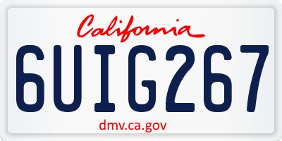 CA license plate 6UIG267