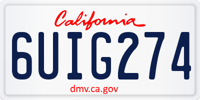 CA license plate 6UIG274