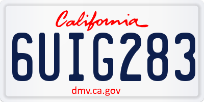 CA license plate 6UIG283
