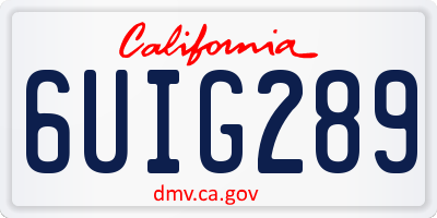 CA license plate 6UIG289