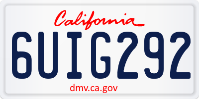 CA license plate 6UIG292