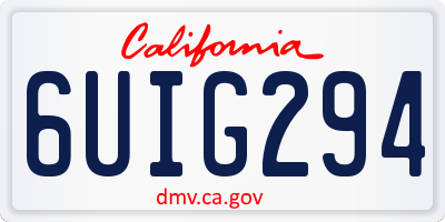 CA license plate 6UIG294