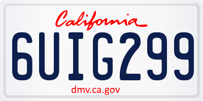CA license plate 6UIG299