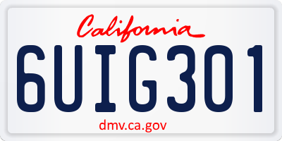 CA license plate 6UIG301