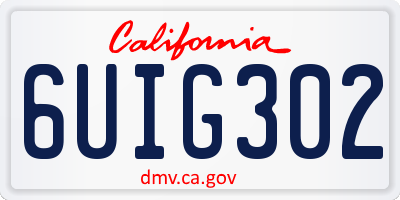 CA license plate 6UIG302