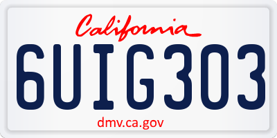CA license plate 6UIG303