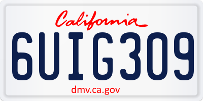 CA license plate 6UIG309