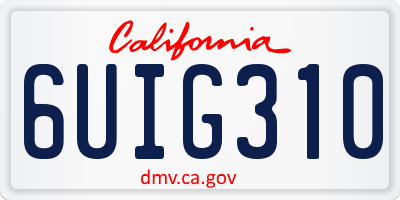 CA license plate 6UIG310