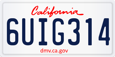 CA license plate 6UIG314