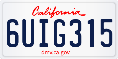 CA license plate 6UIG315
