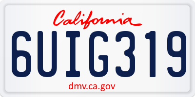 CA license plate 6UIG319