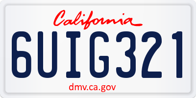 CA license plate 6UIG321