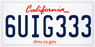 CA license plate 6UIG333