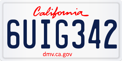 CA license plate 6UIG342