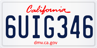 CA license plate 6UIG346