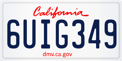 CA license plate 6UIG349