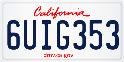 CA license plate 6UIG353