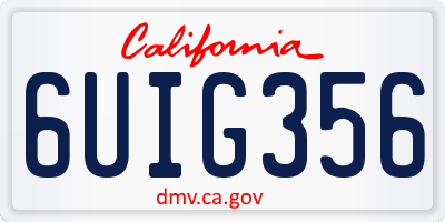CA license plate 6UIG356