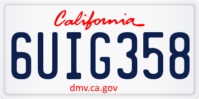 CA license plate 6UIG358